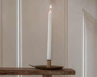 Forged Brass Plate Candle Holder