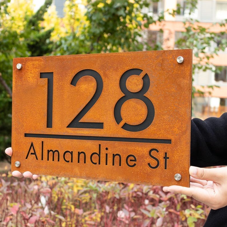 Rustic Metal House Number Sign - Vintage Style Weathered Address Plaque ...