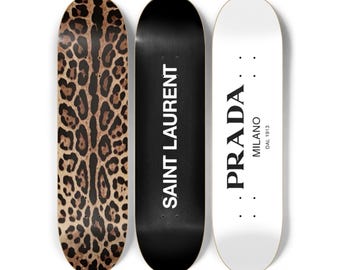 WILD LEOPARD skateboard art trio | set of 3 boards | skateboard deck room decor inspo