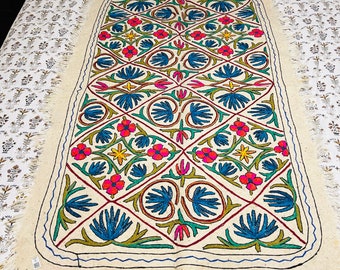 Namda Kashmir, Kashmir Rugs, Hand Embroidered Rugs, Boho Rugs, Home Decor, Pure Woolen Rugs, Rectangular Rug- 6ft × 4ft