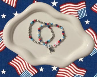 Donald Trump 45 / 47 President Stackable Bracelet Set