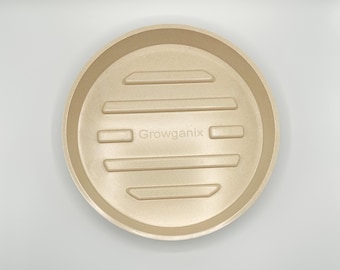 Bamboo Plant Saucer 10" & 12" | Heavy Duty, Deep Dish Drainage Tray with Grooves