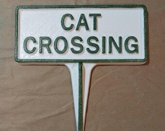 Cast Aluminum Cat Crossing Sign