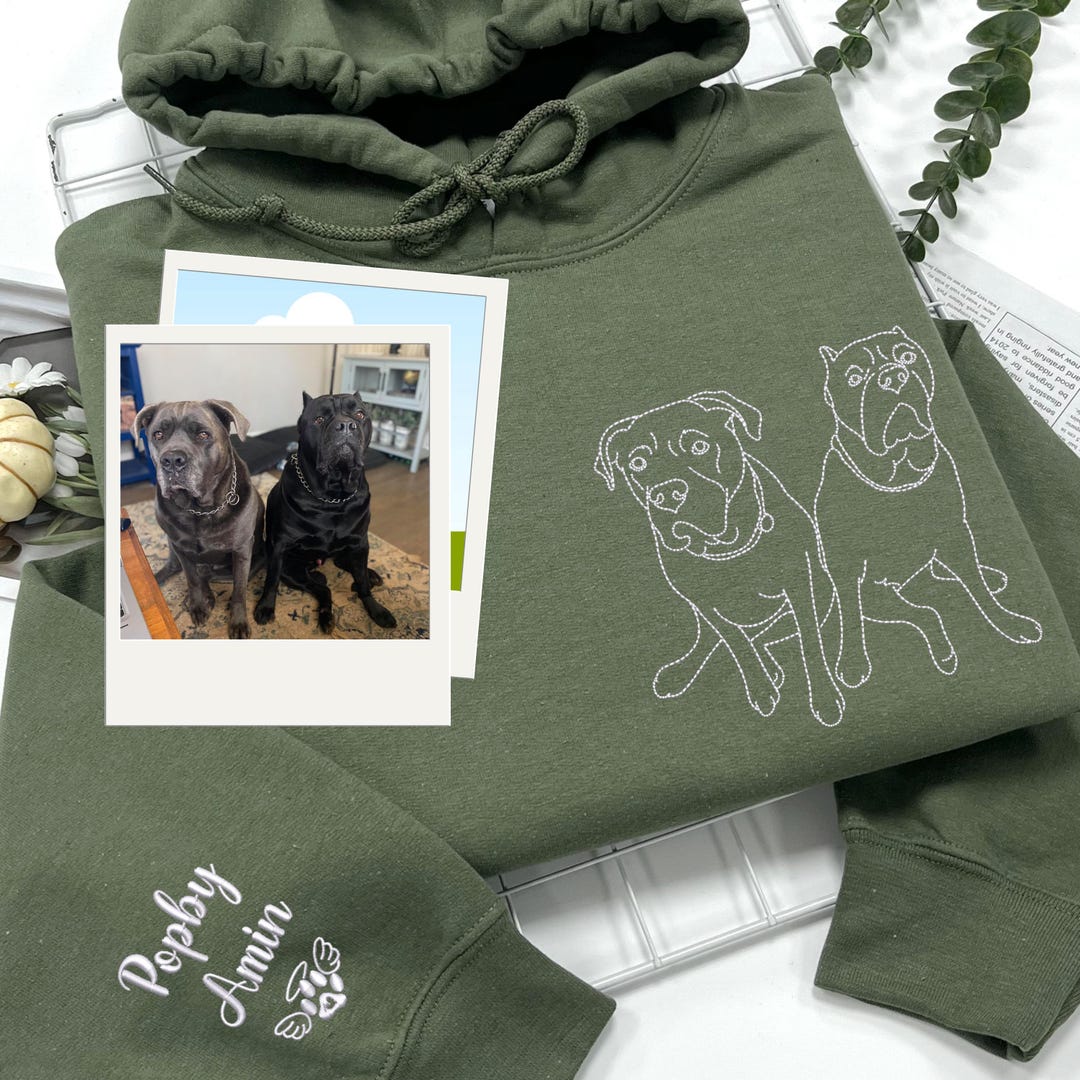 Custom Embroidered Pet Sweatshirt Using Pet Photo - Pet Portrait ...