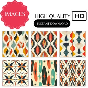 Mid Century Retro Seamless Pattern Designs | 1960 1970 Textiles Designs ...