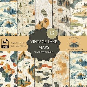 Vintage See Karte Musterkollektion | Sofortdownload | Digitales Papier & Stoff | Sommer Landhaus Dekor