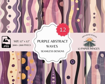 Purple Abstract Wave Seamless Pattern | Digital Paper And Prints for Scrapbooking, Junk Journals, and More | Instant Download