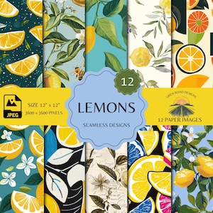 Modèle sans couture de citron | Papier numérique Summertime Lemons et impressions pour scrapbooking, journaux indésirables et plus | Téléchargement instantané