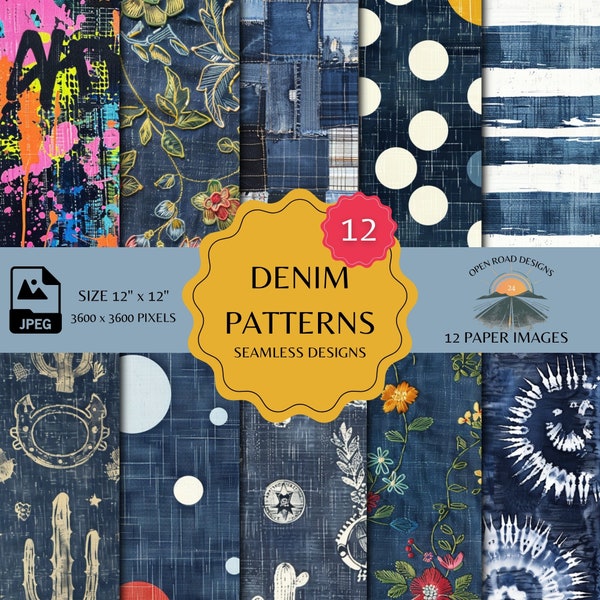 Denim Seamless Pattern | Blue Jeans Digital Paper And Prints for Scrapbooking, Junk Journals, and More | Instant Download