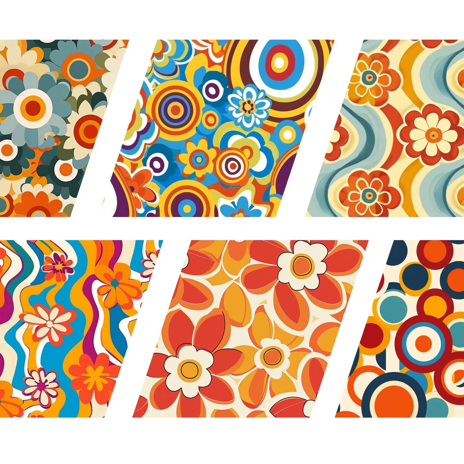 1970s Retro Summer Seamless Patterns - 12 Digital Download Jpegs ...