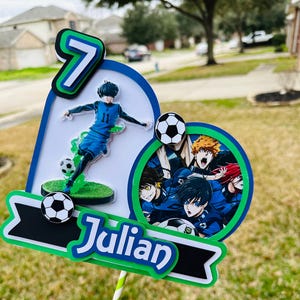 Blue Soccer Cake Topper