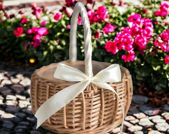 Australian Made Woven Basket, Flower Girl Basket, Vintage Woven Basket, Flower Basket, Gift For Her, Garden Decorations