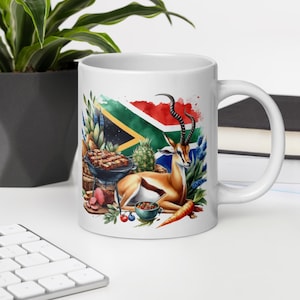 South African Heritage Mug | Springbok and BBQ Design | Perfect Gift for Proud South Africans