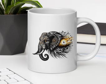 Olifant-zonnebloemkunstmok: koffiekop Afrikaanse dieren in het wild