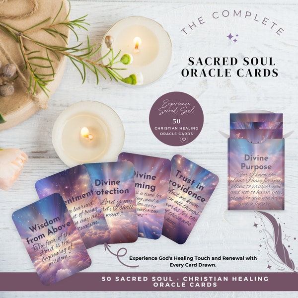 Sacred Soul Oracle Cards | Christian Gift for Spiritual Connection with Jesus | 50 Pack Deck