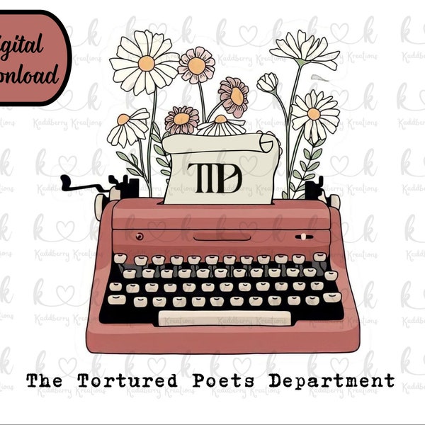 TTPD typewriter PNG | ttpd png, swiftie png, Taylor swift png, floral png, poetry png | sublimation | digital | PNG