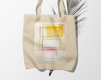 Modern Bauhaus inspired Cotton Canvas Tote Bag, Art Tote Bag, Modern Tote Bag, Artsy Tote, Abstract Art Tote Bag