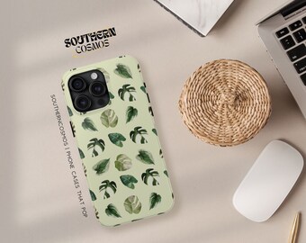 Plant Lover Leaf Pattern Glossy Phone Case for iPhone
