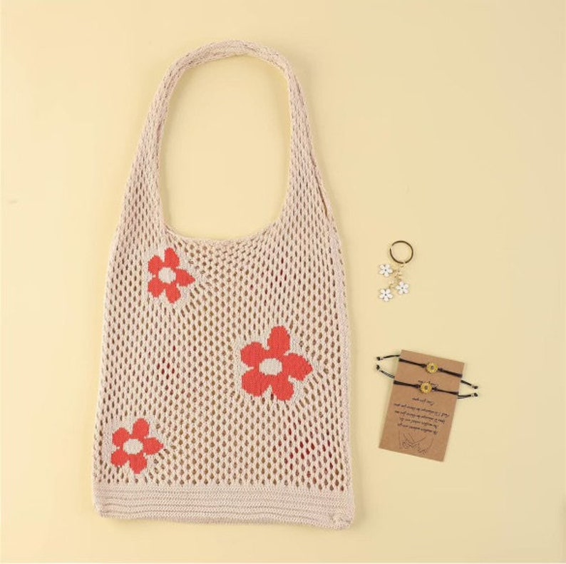 Stizimn Beach Mesh Crochet Tote Bag - Large Aesthetic Shoulder Bag For Women, Boho Hollow Hobo Style - View #4