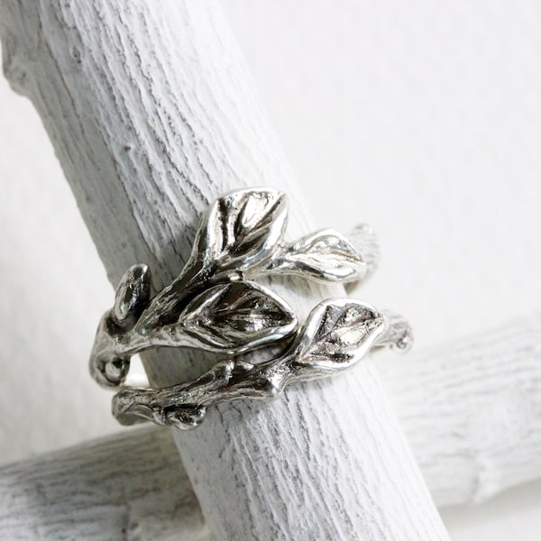 Leaf Ring Set, Twig Rings, Silver Fine Jewelry, Eternity Silver Branch Rings, Handmade Nature jewelry, Stacking Rings, Made to Order