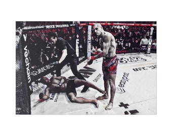 Impression sur toile style veuve noire UFC 300 Alex Pereira vs Jamahal Hill KO - Art mural combat MMA