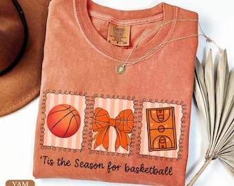 Comfort Colors® Basketball Mom Shirt,Coquette Basketball Season Shirt,Basketball Mom Tee,Basketball Mama Tee,Basketball Mom Gift,Retro Game