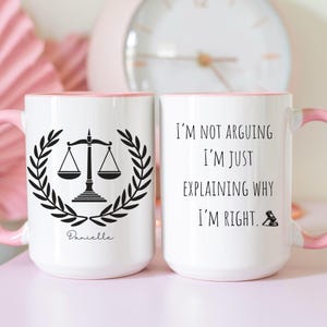 white ceramic mug with bold black quote design, lawyer gift idea
