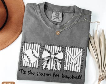 Comfort Colors Baseball Mama Shirt,Tis the Season for Homeruns Tee,Baseball Mom Gift, Coquette Baseball Season Shirt, Sport Season Mama Gift