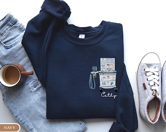 Personalized Anesthesiology Nurse Sweater, Custom CRNA Hoodie with Name Anesthesia Machine Crew,Nurse Anesthetist Crewneck, MED Student Gift