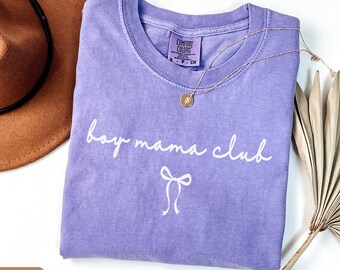 Boy Mama Club Comfort Colors® T- Shirt,  Pregnancy Announcement Boy,  Mom of Boys Tee, Coquette Mom Tee, Boy Mama Shirt, Mother's day Gift