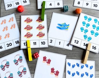 Skip Counting by 2 Count and Clip Cards, Preschool Math Numbers Flashcards, Skip Counting Printable, Skip Counting Practice Digital Download