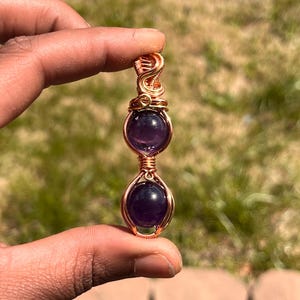 Wire wrapped Duo Fidget Crystal Pendant - Handmade