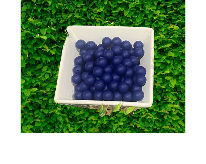 Navy Blue Silicone 15mm Beads for Crafting and Jewelry. Comes in various quantities.