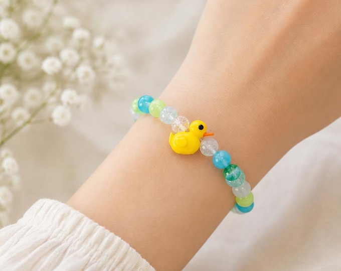 Lampwork Duck Glass Bead Bracelet