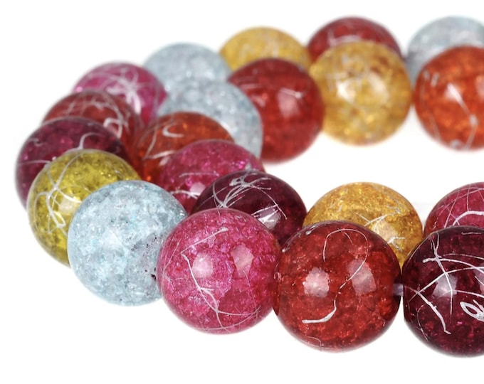Crackle Druk Czech Crystal Splash Glass 6mm Beaded Bracelet