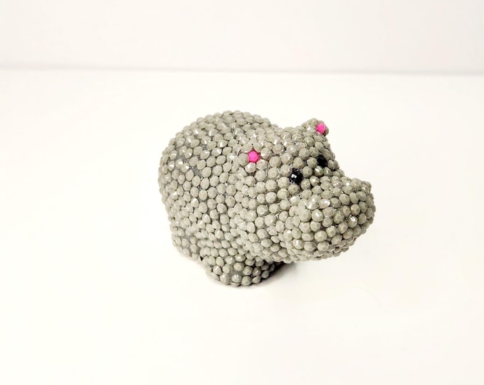 Handmade Beaded Hippopotamus figurine.  Gifts and Decor.  Baby Shower, Nursery, Birthday, Collectable.