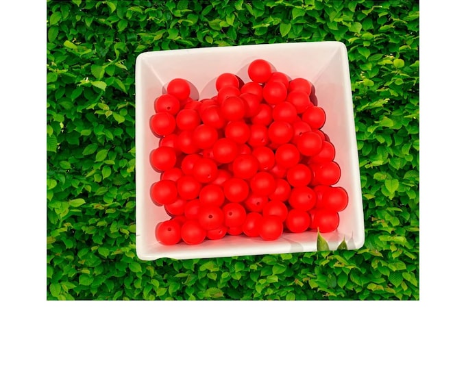 Red Silicone 15mm Beads for Crafting and Jewelry. Comes in various quantities.