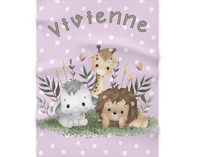 Personalized Baby Blanket with Cute Animal Design, Soft Fleece Baby Blanket, Infant Gift, Nursery Decor, Baby Shower.