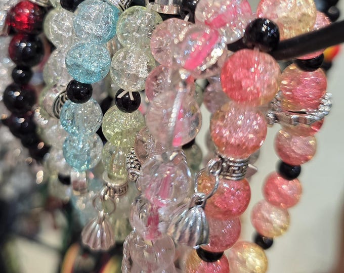 Glass Bead Bracelet with or without Charms