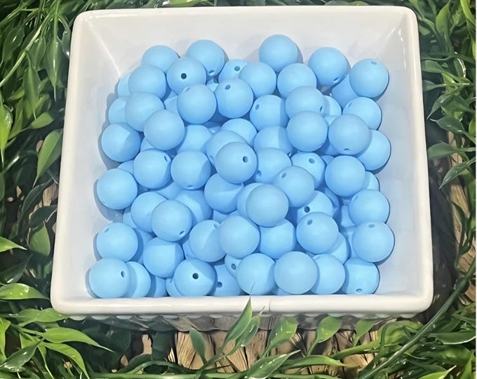 Baby Blue Silicone 15mm Beads for Crafting, Jewelry beadable pens, wristlets, car charms, and more. Comes in various quantities.