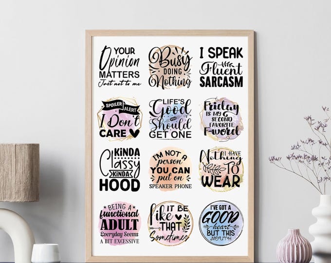 UV DTF Transfer Decal Sarcasm, Funny Bundles.  10 Decals for 6 Dollars