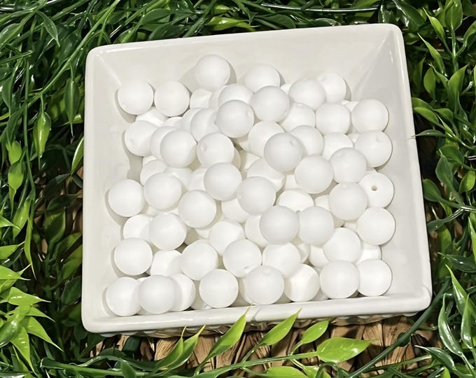 White Silicone 15mm Beads for Crafting, Jewelry beadable pens, wristlets, car charms, and more. Comes in various quantities.
