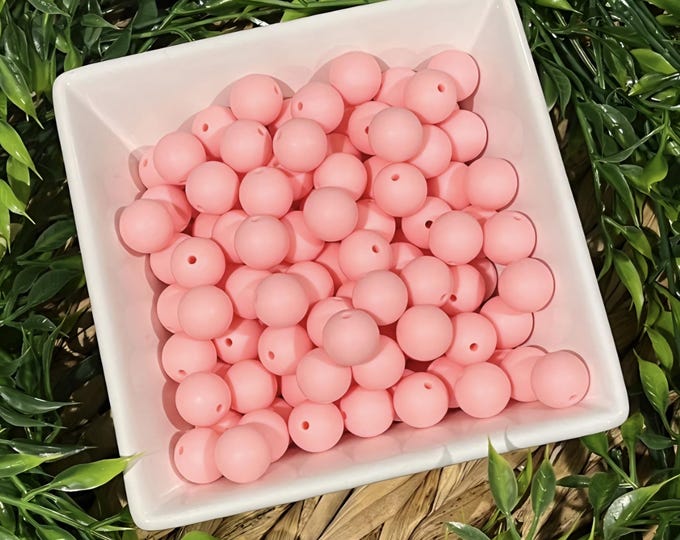 Candy Pink Silicone 15mm Beads for Crafting, Jewelry beadable pens, wristlets, car charms, and more. Comes in various quantities.