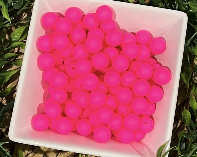 Hot Pink Silicone 15mm Beads for Crafting, Jewelry beadable pens, wristlets, car charms, and more. Comes in various quantities.
