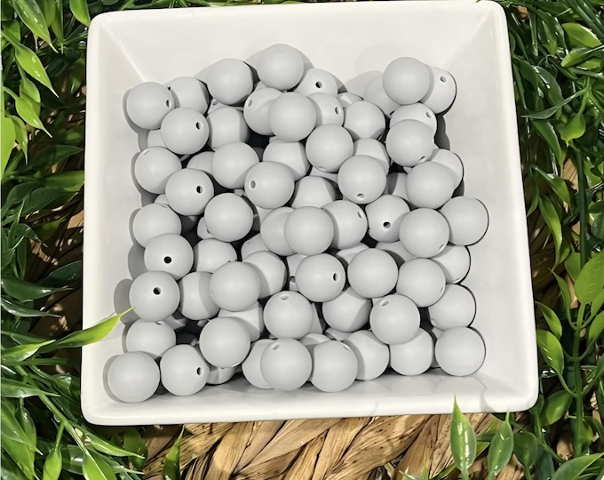 Light Gray Silicone 15mm Beads for Crafting, Jewelry beadable pens, wristlets, car charms, and more. Comes in various quantities.
