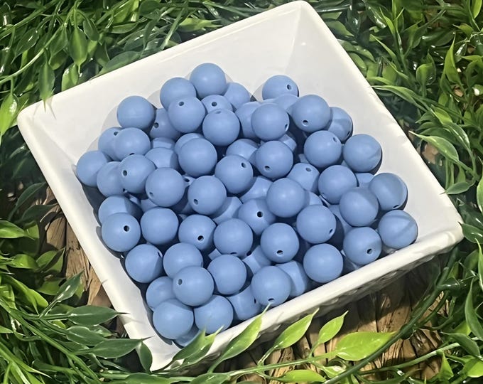 Powder Blue Silicone 15mm Beads for Crafting, Jewelry beadable pens, wristlets, car charms, and more. Comes in various quantities.