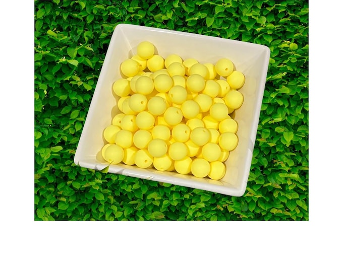 Creamy Yellow Silicone 15mm Beads for Crafting and Jewelry. Comes in various quantities.