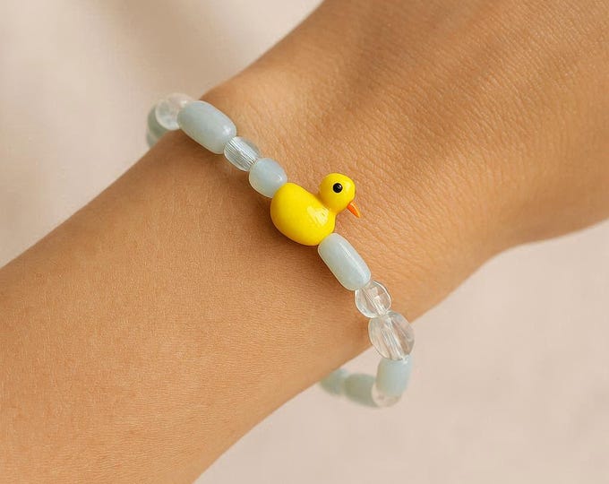 Lampwork Duck Glass Bead Bracelet