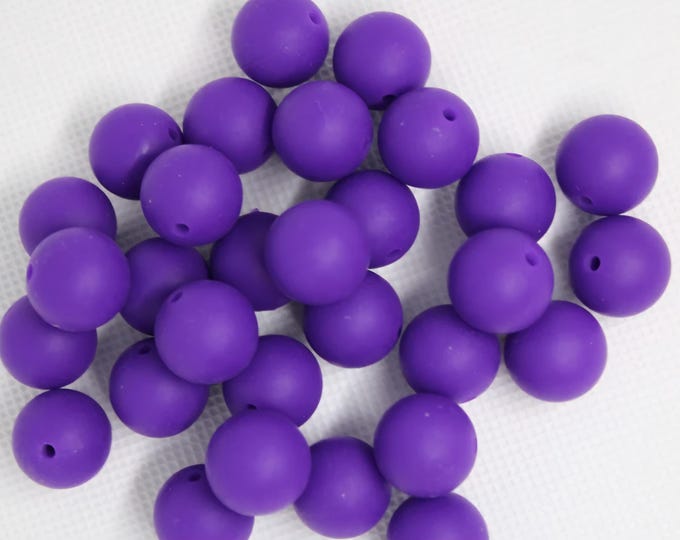 Grape Purple Silicone 15mm Beads for Crafting, Jewelry beadable pens, wristlets, car charms, and more. Comes in various quantities.