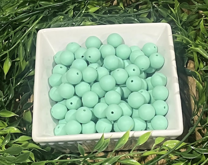 Mint Color Silicone 15mm Beads for Crafting, Jewelry beadable pens, wristlets, car charms, and more. Comes in various quantities.